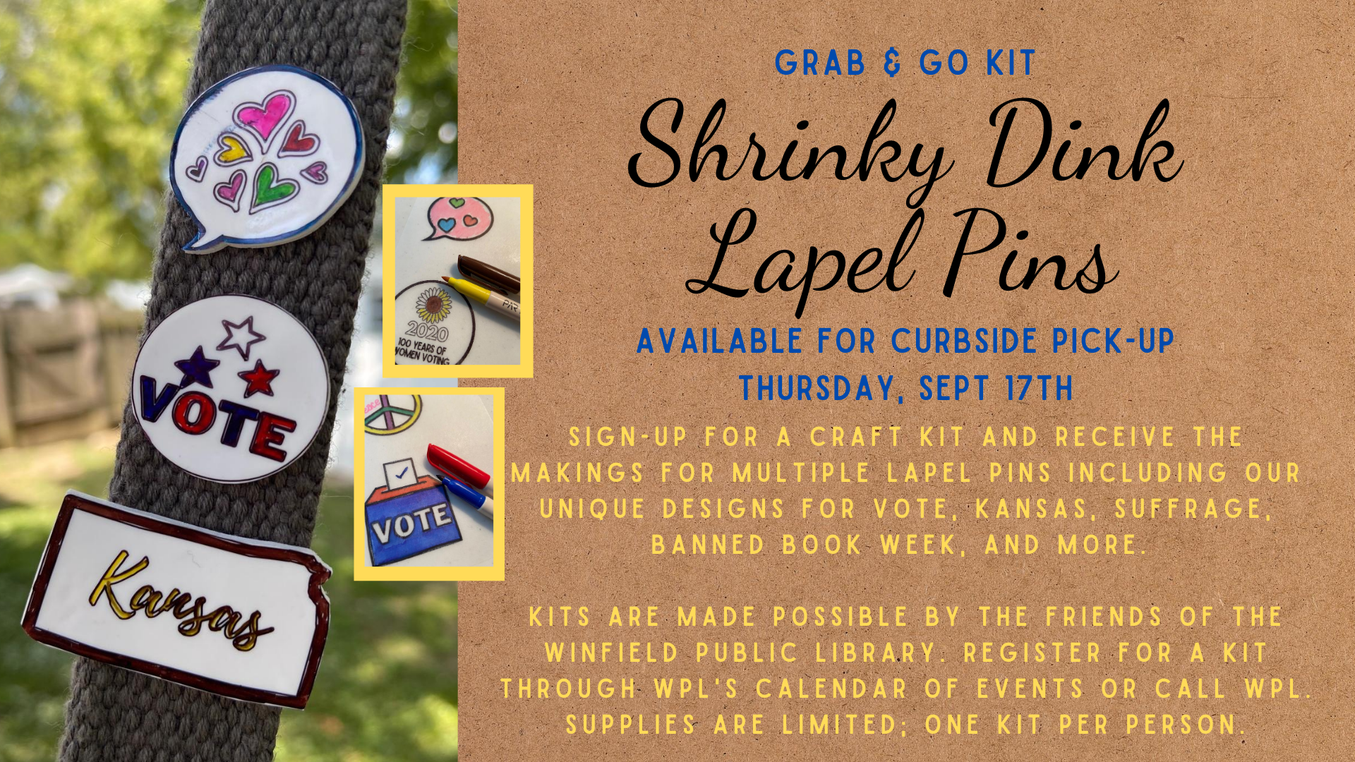 Grab & Go Kit: Shrinky Dink Lapel Pins
