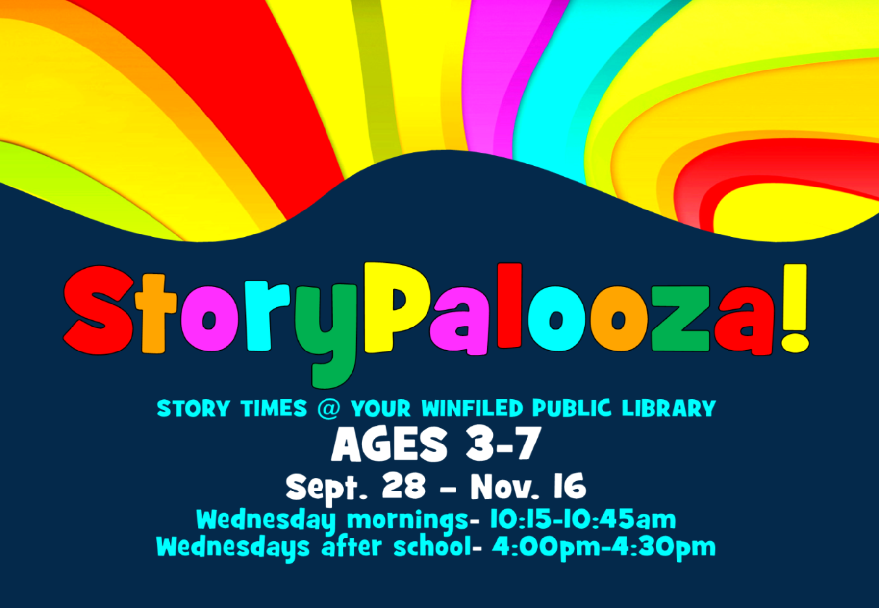 image is colorful StoryPalooza banner