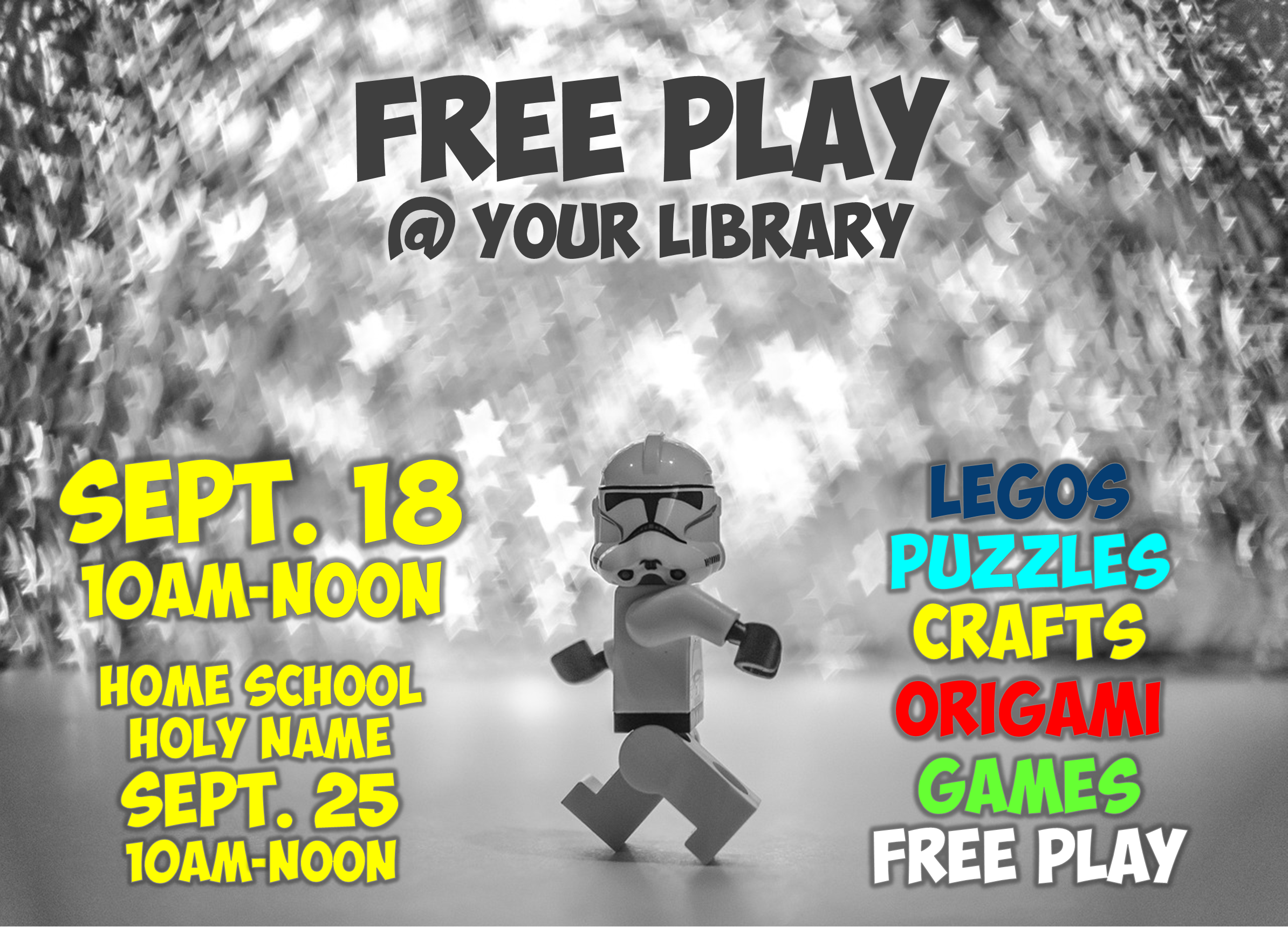 image is a LEGO stormtrooper walking (to the library we hope!)