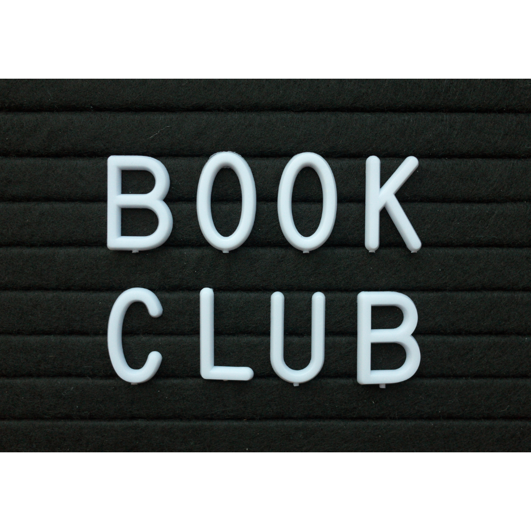 letter board spelling "book club"