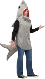 person dressed in a shark costume