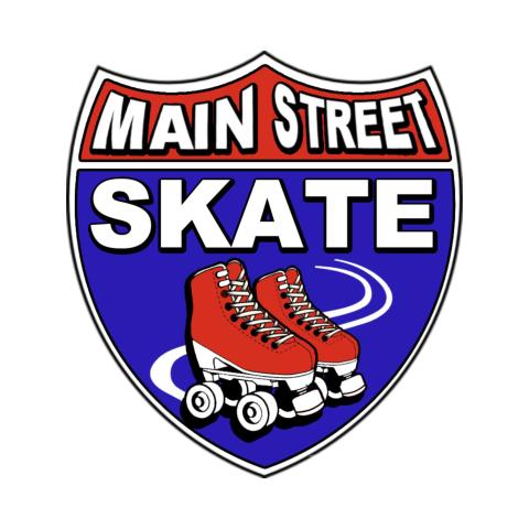 Main Street Skate logo with an image of roller skates