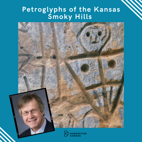 an image of a petroglyph and presenter Rex Buchanan