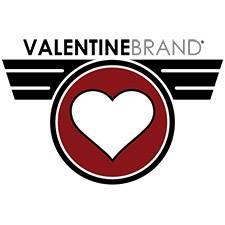 image is the Valentine Brand logo, logo includes a heart with wings