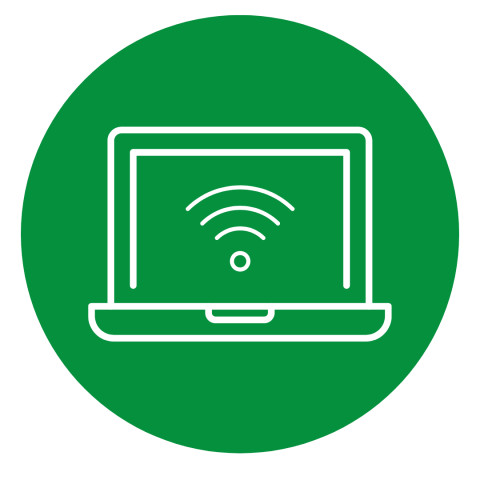 computer icon in a green circle