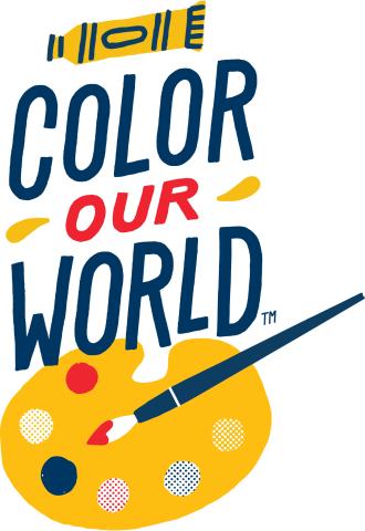 image of a paint pallet with text that reads "Color our world"