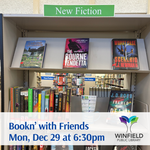 bookshelf of new release fiction titles