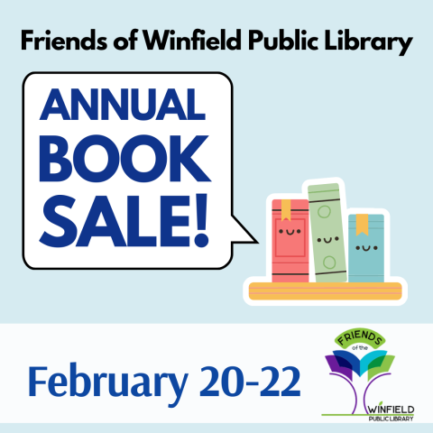 cartoon books announcing the annual Friends book sale