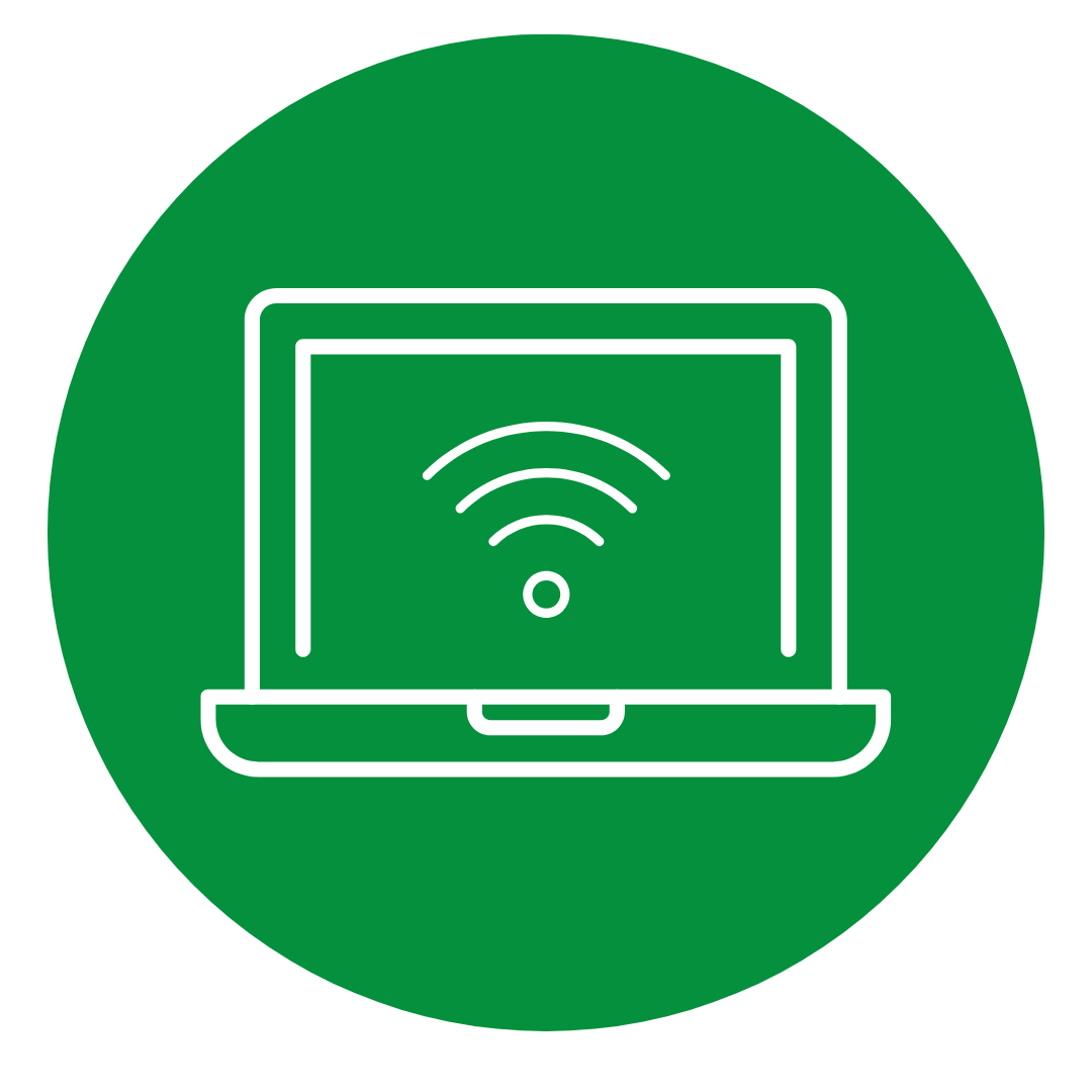 computer icon in a green circle